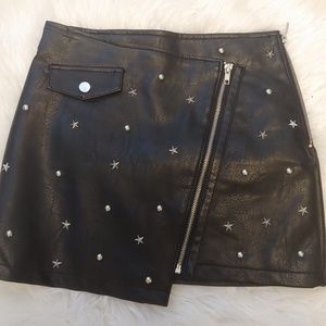 Faux leather studded mini skirt